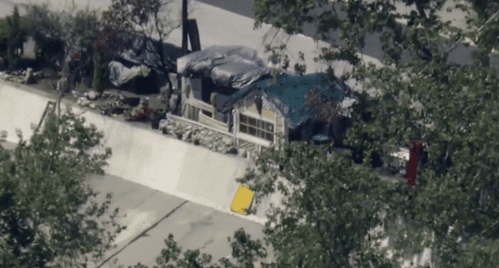 Home on the LA Freeway built by homeless man